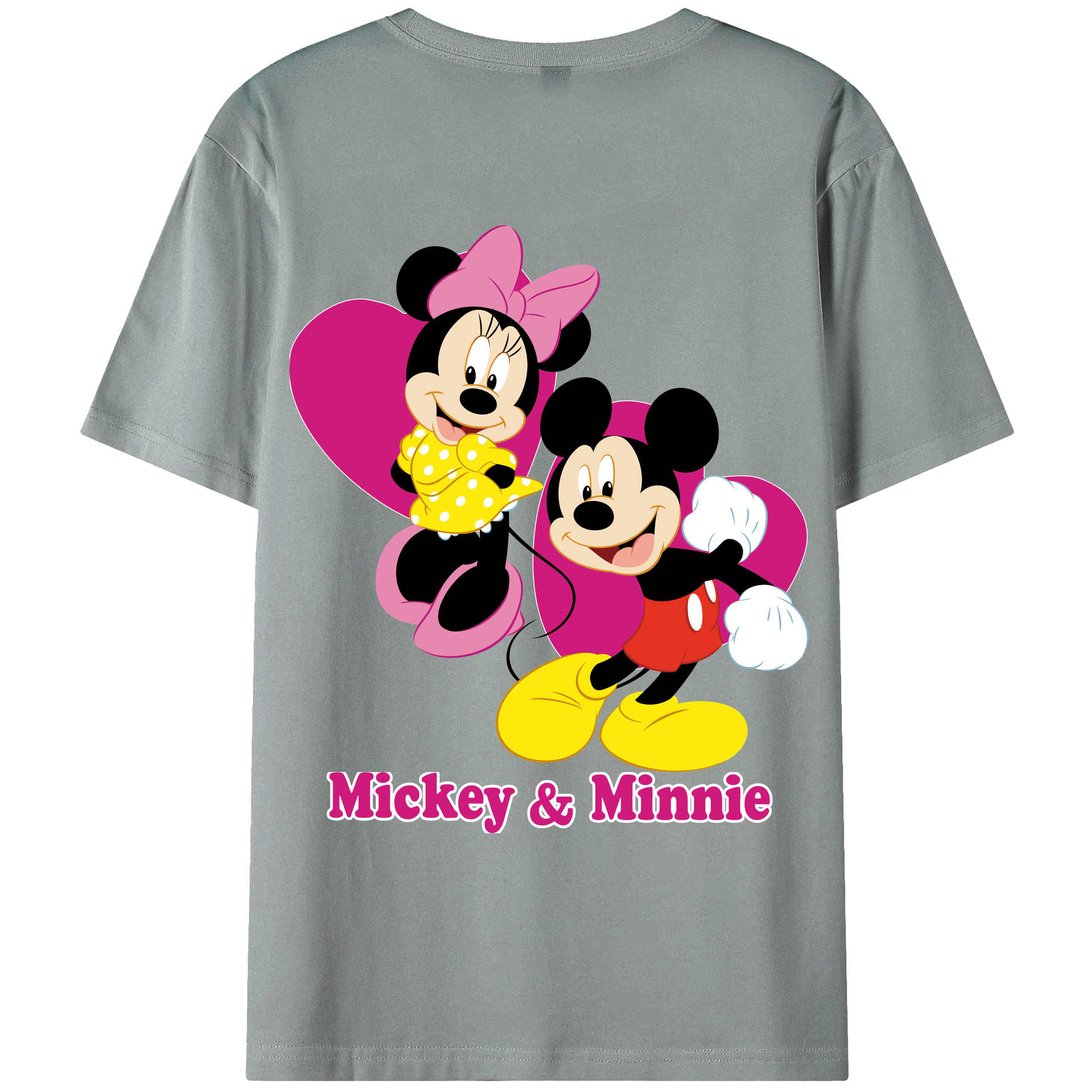 ミッキーマウス Mickey Mouse 綿100％ メンズ半袖Tシャツ（バックプリント） 通気性